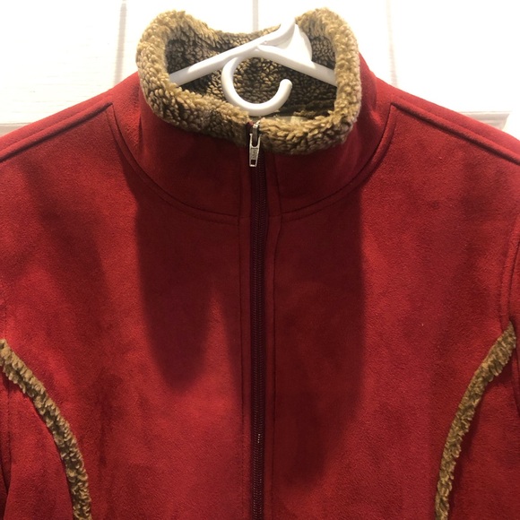 L.L. Bean Red Faux Suede & Sherpa Holiday Jacket XL ❤️ - Picture 9 of 11